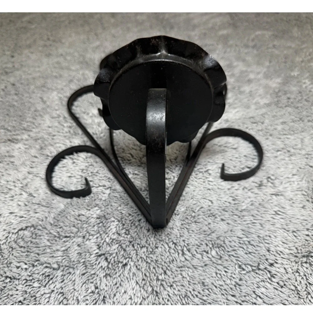 Vintage Wrought Iron Wall Sconce Scroll Black Metal Candle Holder 13